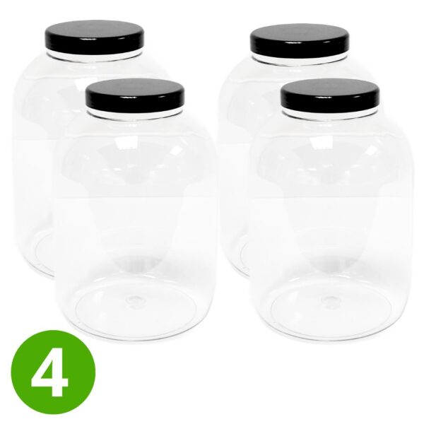 ALPHA PET POT 5000 ml-4 stuks- zwarte dop 4x ronde pot 5000 ml met zwarte deksel. Himalaya magnesium