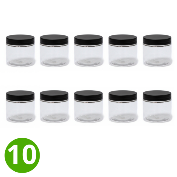 10x Plastic Pot 200ml Transparant met Witte Dop-Himalaya magnesium