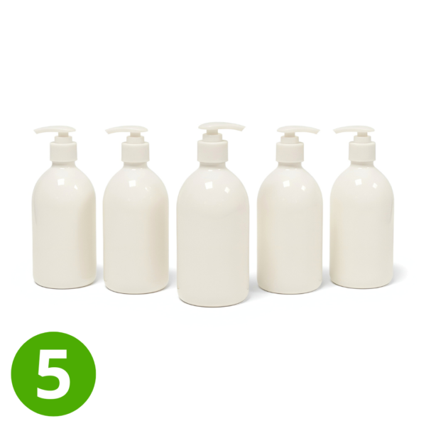5x Lege Plastic Fles sirop 500ml PET - Wit - Rond - Witte Dispenserpomp